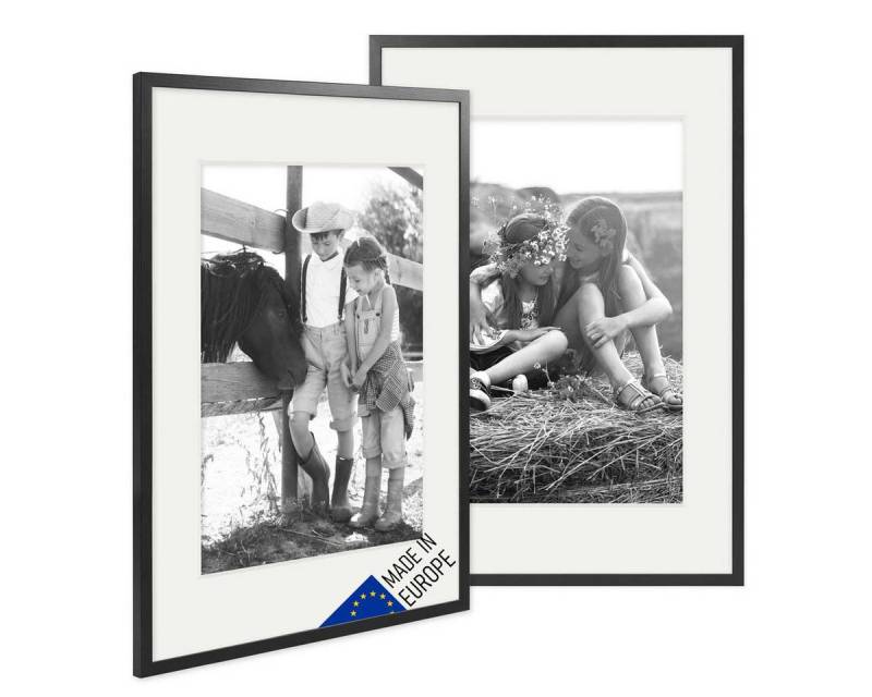 PHOTOLINI Bilderrahmen 2er Set Echtholz mit Passepartout, Made in EU, Acrylglas, mit Zubehör, (2er Set), für Portraits und Aufnahmen Ihrer schönsten Momente von PHOTOLINI