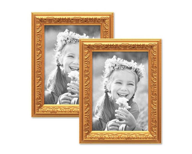 PHOTOLINI Bilderrahmen 2er Set Kunststoff-Rahmen im nostalgischen Ornament-Design von PHOTOLINI