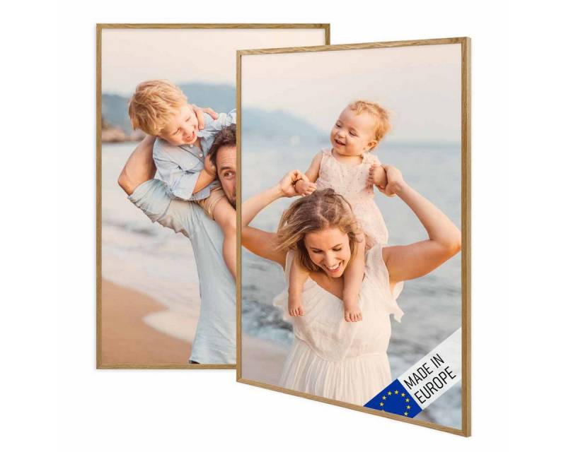 PHOTOLINI Bilderrahmen 2er Set Massivholz-Rahmen Modern Zeitlos mit Acrylglasscheibe von PHOTOLINI