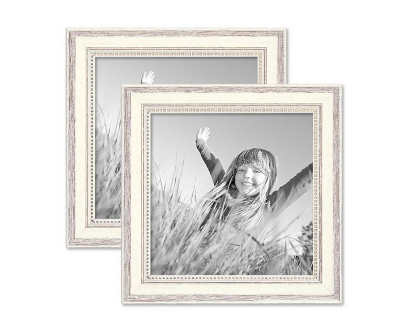 PHOTOLINI Bilderrahmen 2er Set im Shabby-Chic Landhaus-Stil Massivholz von PHOTOLINI