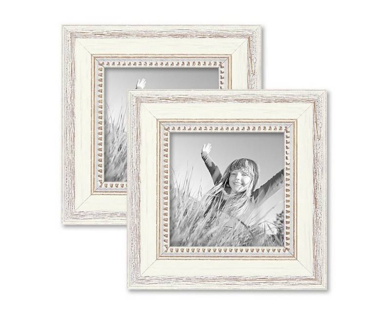 PHOTOLINI Bilderrahmen 2er Set im Shabby-Chic Landhaus-Stil Massivholz von PHOTOLINI