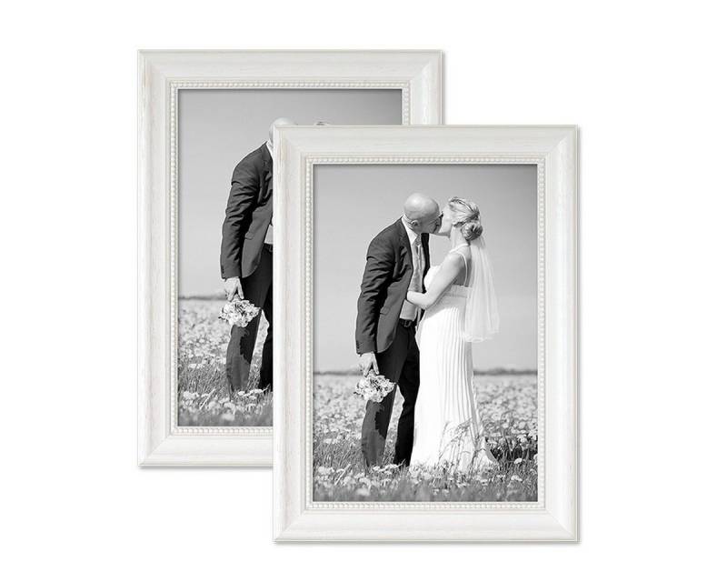 PHOTOLINI Bilderrahmen 2er Set im Shabby-Chic Landhaus-Stil Massivholz von PHOTOLINI