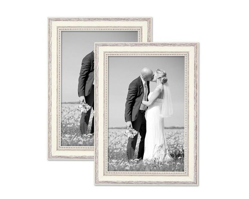 PHOTOLINI Bilderrahmen 2er Set im Shabby-Chic Landhaus-Stil Massivholz von PHOTOLINI