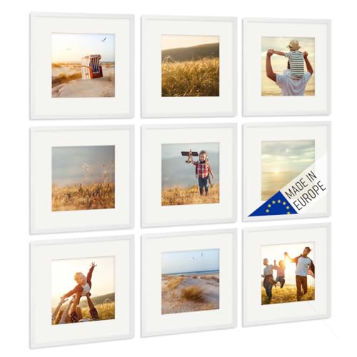 PHOTOLINI Bilderrahmen Holz 30x30 Weiß mit Passepartout, Holzbilderrahmen Made in EU, 9er Set, bruchsicheres Acrylglas, zum Aufhängen, quadratisch, extra Zubehör - für Ihre liebsten Fotos & Bilder PHOTOLINI Bilderrahmen Holz 30x30 Weiß mit Passepartout, Holzbilderrahmen Made in EU, 9er Set, bruchsicheres Acrylglas, zum Aufhängen, quadratisch, extra Zubehör - für Ihre liebsten Fotos & Bilder von PHOTOLINI