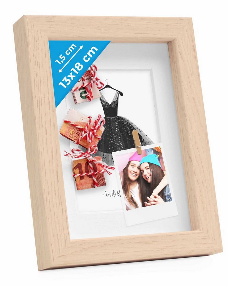 PHOTOLINI Bilderrahmen 3D-Rahmen mit Passepartout / für Objekte bis 1,5 cm Tiefe von PHOTOLINI