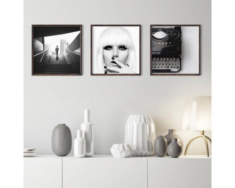 PHOTOLINI Bilderrahmen 3er Set, stabiles MDF-Holz, mit Acrylglas, extra Zubehör, (3er Set) von PHOTOLINI