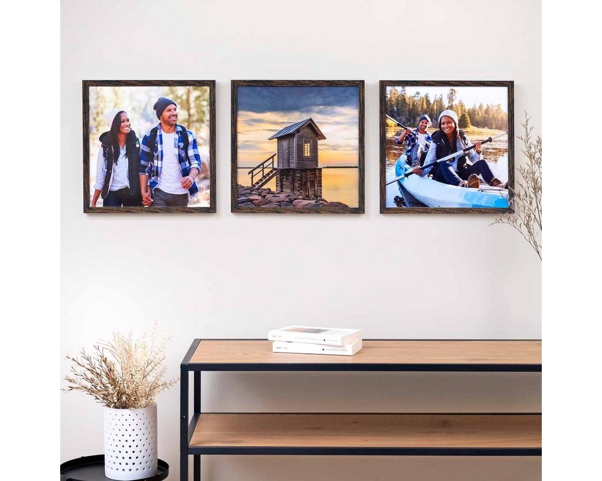 PHOTOLINI Bilderrahmen 3er Set, stabiles MDF-Holz, mit Acrylglas, extra Zubehör, (3er Set) von PHOTOLINI