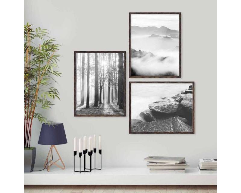 PHOTOLINI Bilderrahmen 3er Set, stabiles MDF-Holz, mit Acrylglas, extra Zubehör, (3er Set) von PHOTOLINI