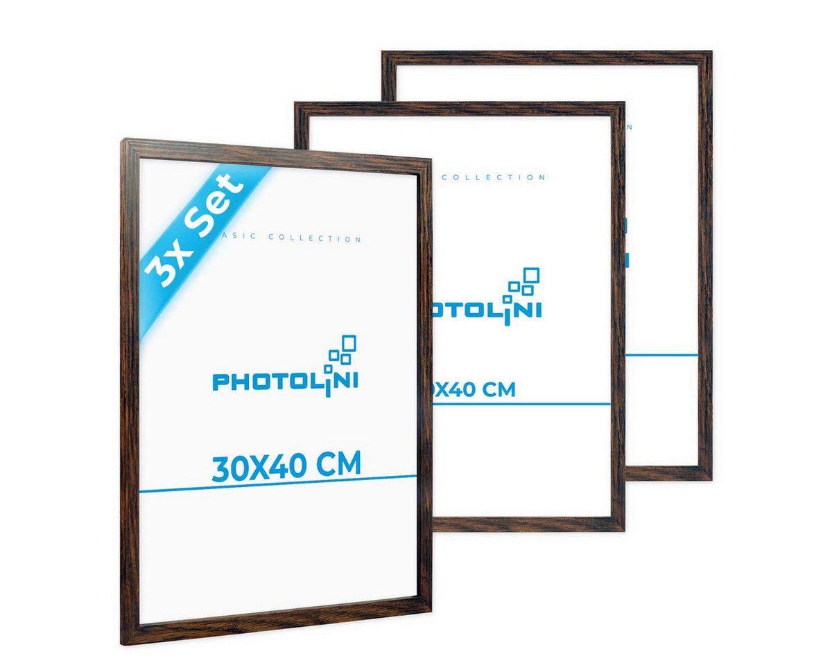 PHOTOLINI Bilderrahmen 3er Set, stabiles MDF-Holz, mit Acrylglas, extra Zubehör, (3er Set) von PHOTOLINI