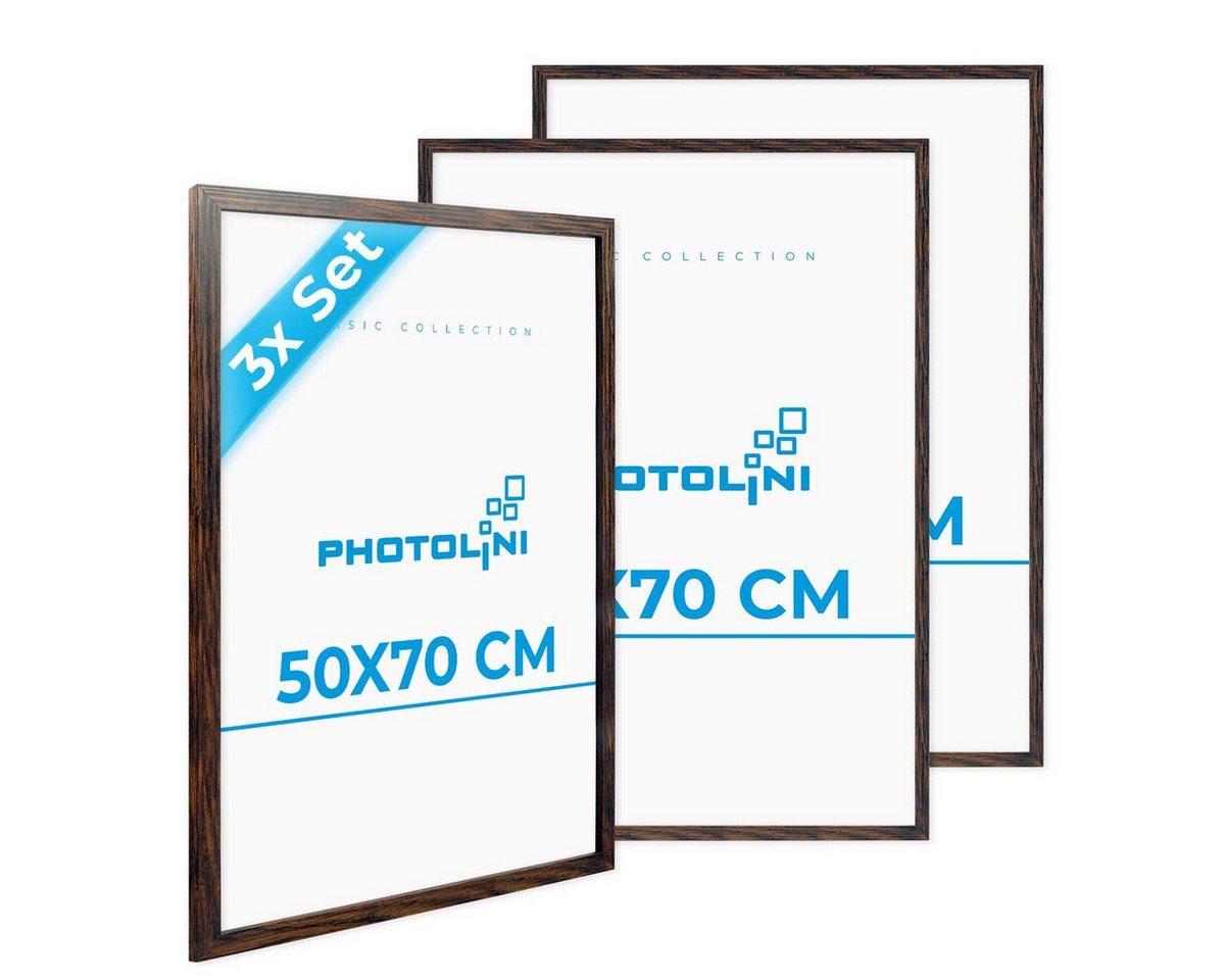 PHOTOLINI Bilderrahmen 3er Set, stabiles MDF-Holz, mit Acrylglas, extra Zubehör, (3er Set) von PHOTOLINI
