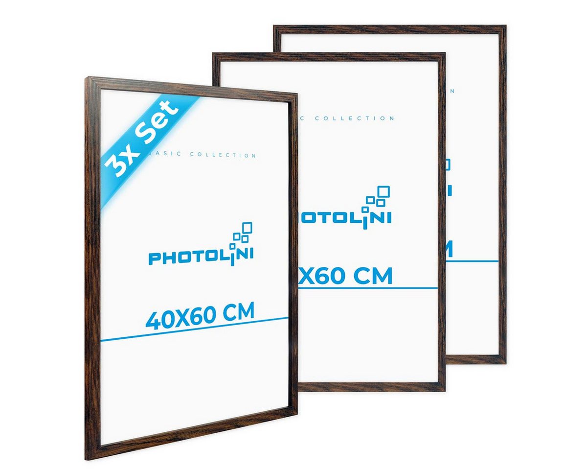 PHOTOLINI Bilderrahmen 3er Set, stabiles MDF-Holz, mit Acrylglas, extra Zubehör, (3er Set) von PHOTOLINI
