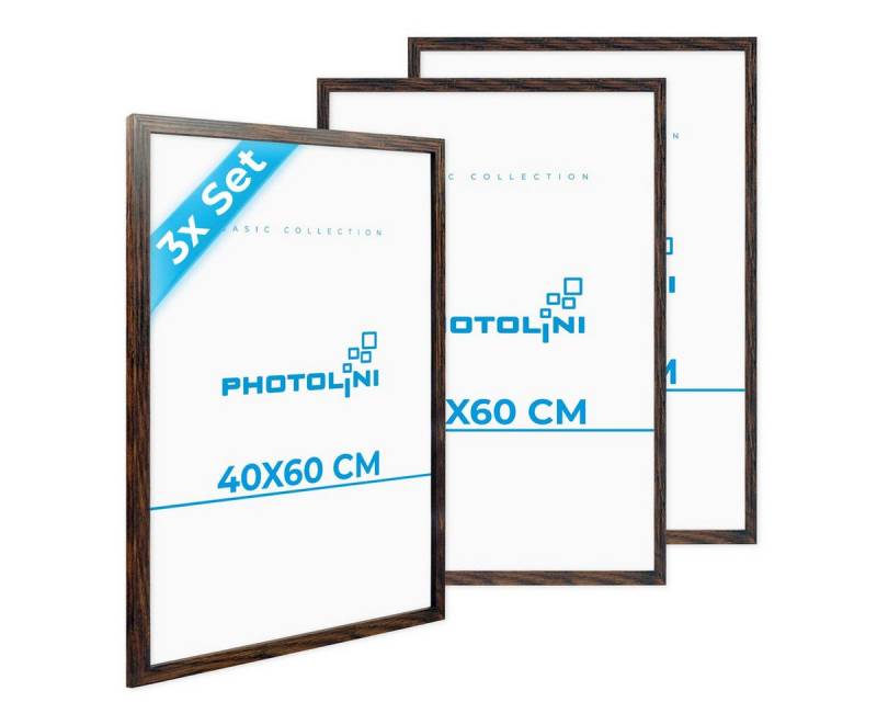 PHOTOLINI Bilderrahmen 3er Set, stabiles MDF-Holz, mit Acrylglas, extra Zubehör, (3er Set) von PHOTOLINI