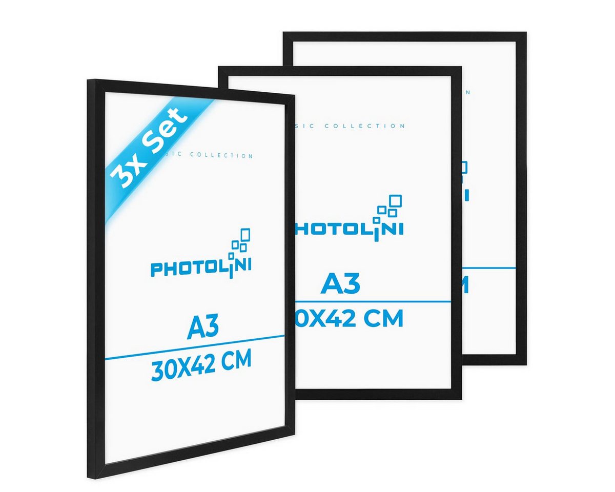 PHOTOLINI Bilderrahmen 3er Set, stabiles MDF-Holz, mit Acrylglas, extra Zubehör PHOTOLINI Bilderrahmen 3er Set, stabiles MDF-Holz, mit Acrylglas, extra Zubehör von PHOTOLINI