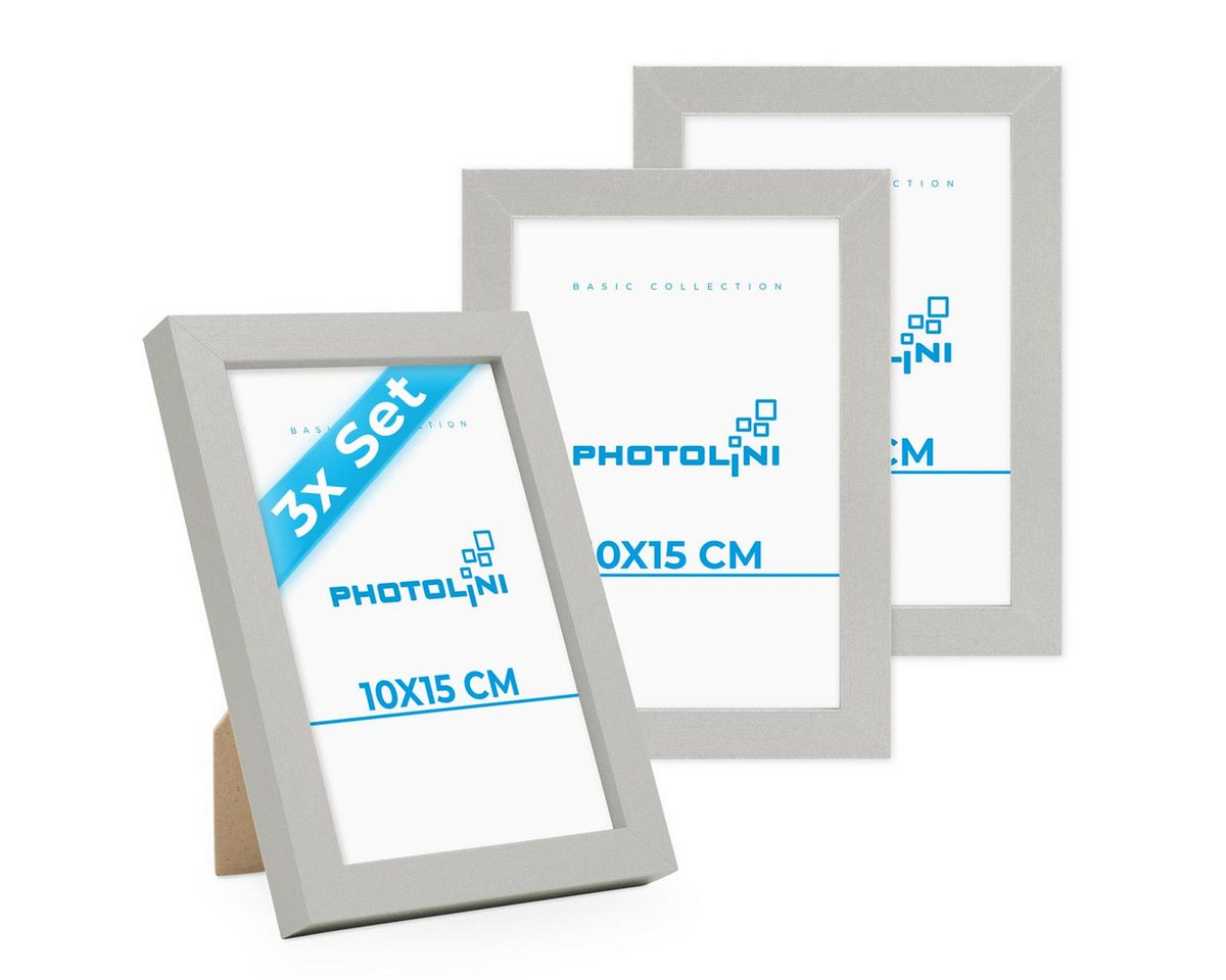 PHOTOLINI Bilderrahmen 3er Set, stabiles MDF-Holz, mit Acrylglas, extra Zubehör von PHOTOLINI