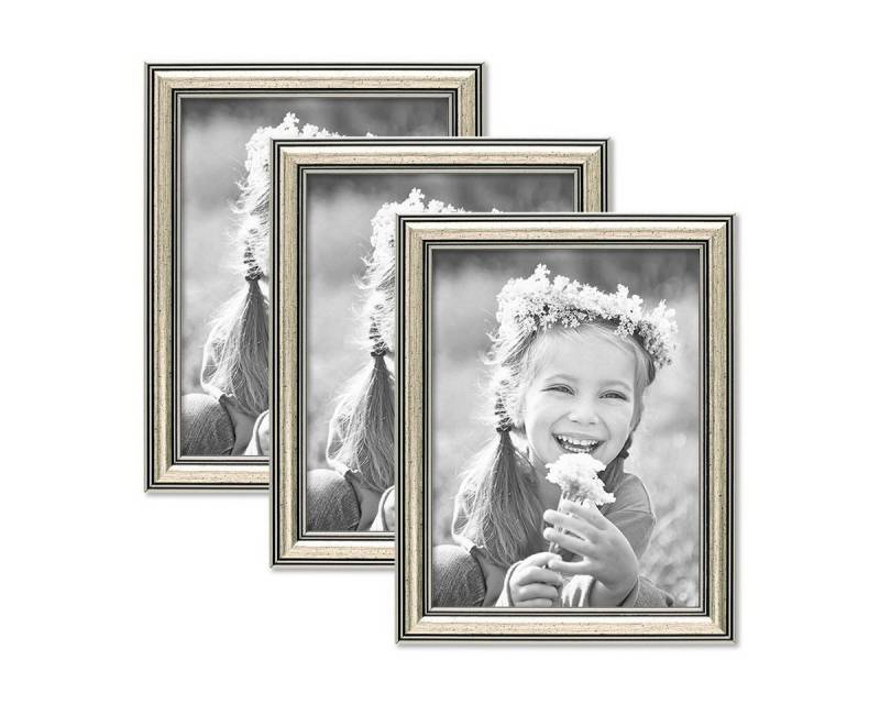 PHOTOLINI Bilderrahmen 3er Set Kunststoff-Rahmen im eleganten Barock-Stil von PHOTOLINI