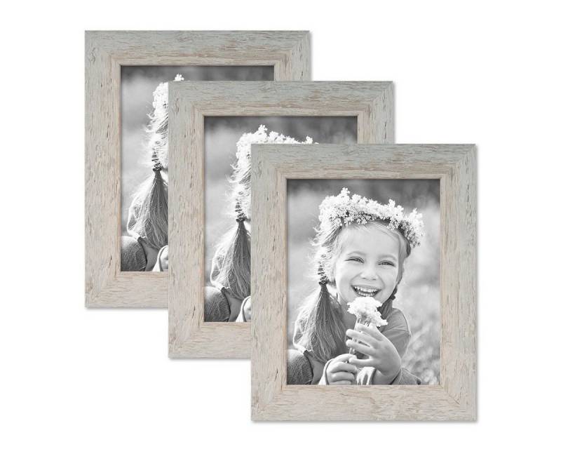 PHOTOLINI Bilderrahmen 3er Set Strandhaus Rustikal Massivholz von PHOTOLINI