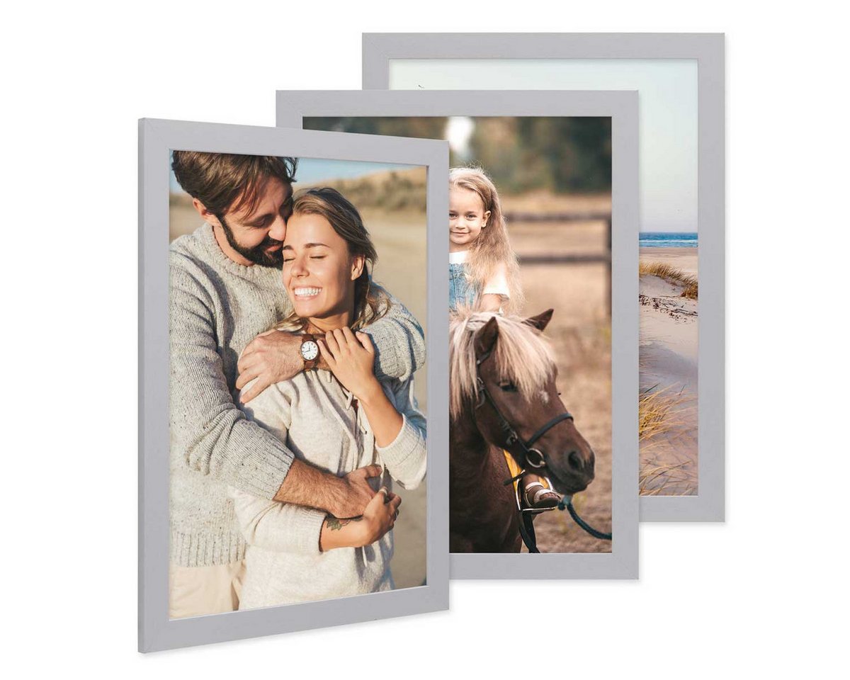 PHOTOLINI Bilderrahmen 3er Set breite Rahmen, extra Zubehör, (3er Set), im modernen Stil für Ihre stilvolle Wanddekoration von PHOTOLINI