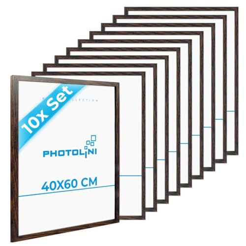 PHOTOLINI Bilderrahmen 40x60 Eiche dunkle 10er Set Holz MDF, Bilderrahmen 60x40, picture frame 40x60 mit bruchsicherem Acrylglas zum Aufhängen, Rahmen 60x40 mit extra Zubehör - für Fotos & Poster PHOTOLINI Bilderrahmen 40x60 Eiche dunkle 10er Set Holz MDF, Bilderrahmen 60x40, picture frame 40x60 mit bruchsicherem Acrylglas zum Aufhängen, Rahmen 60x40 mit extra Zubehör - für Fotos & Poster von PHOTOLINI