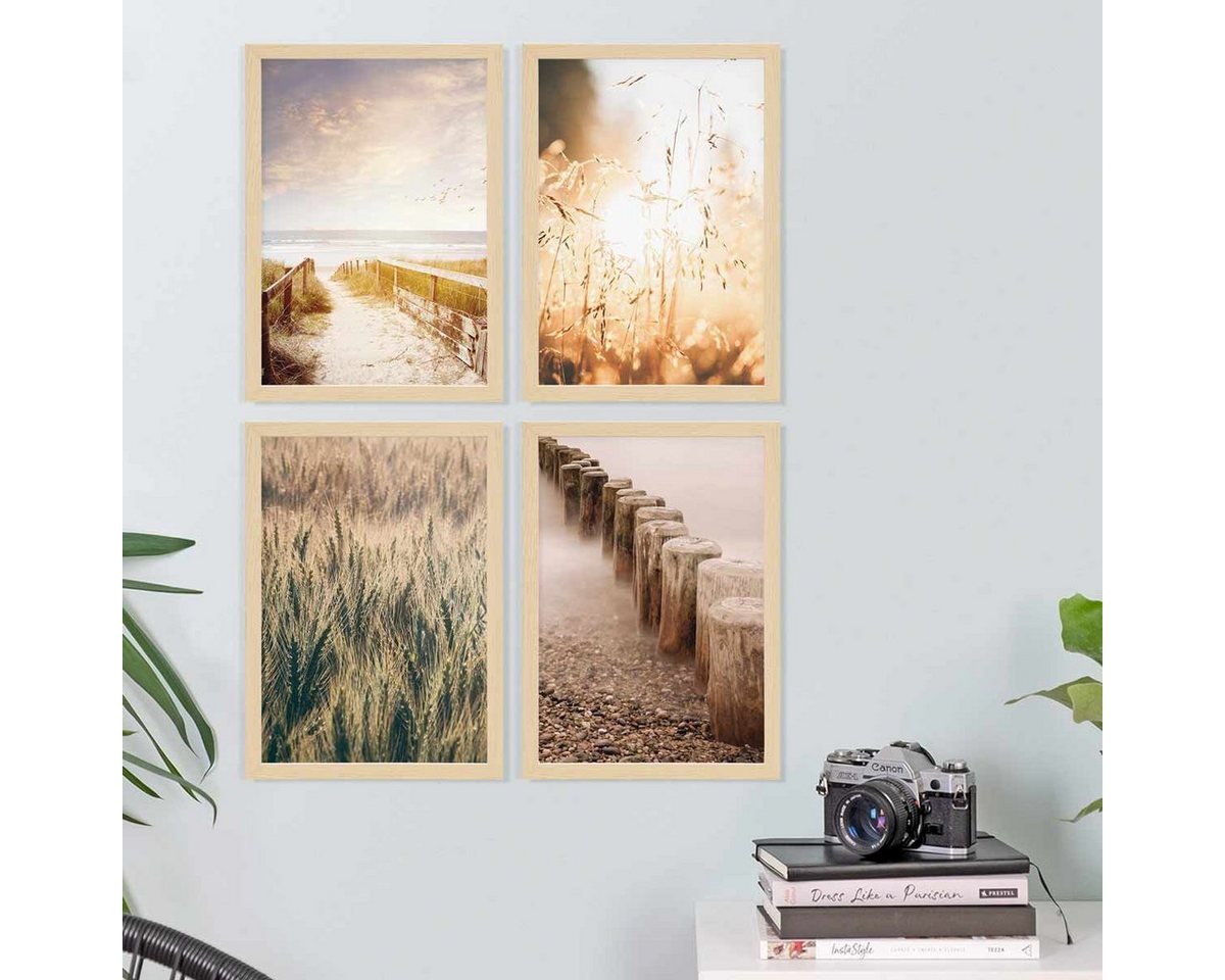 PHOTOLINI Bilderrahmen 4er Set 21x30 cm / DIN A4 Modern Schmal mit Acrylglas von PHOTOLINI