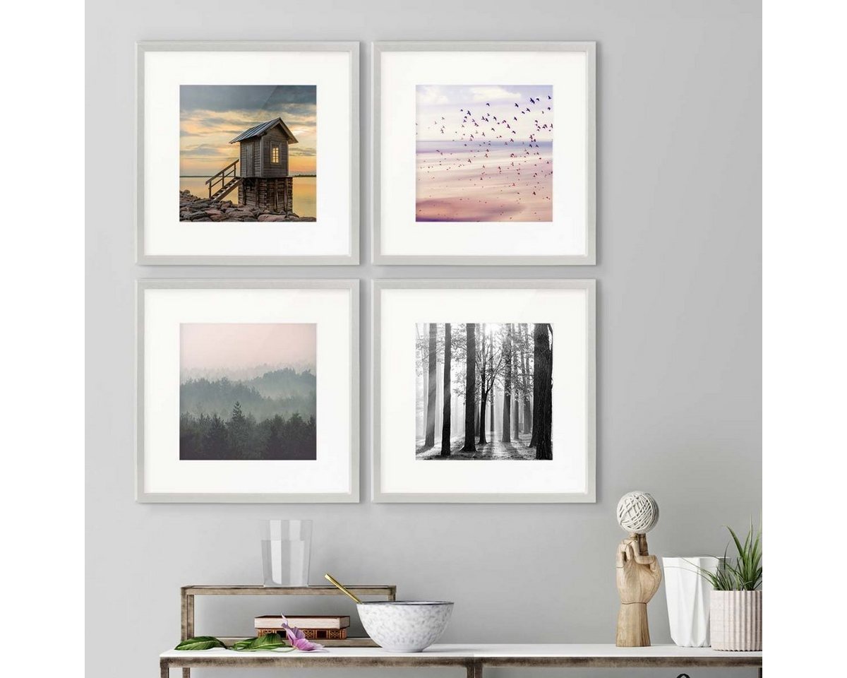 PHOTOLINI Bilderrahmen 4er Set 30x30 cm Modern Schmal mit Passepartout PHOTOLINI Bilderrahmen 4er Set 30x30 cm Modern Schmal mit Passepartout von PHOTOLINI