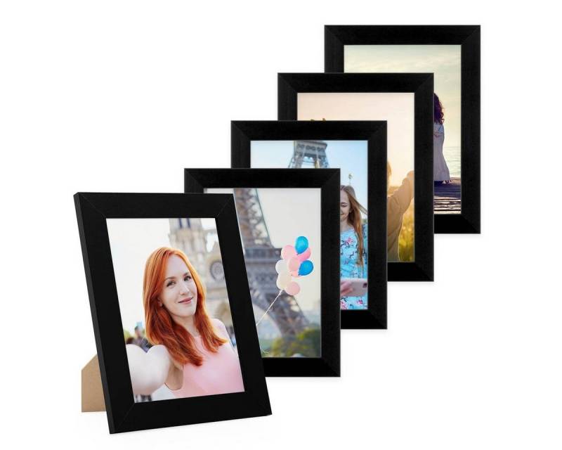 PHOTOLINI Bilderrahmen 5er Set breite Rahmen, extra Zubehör, (5er Set), im modernen Stil für Ihre stilvolle Wanddekoration von PHOTOLINI