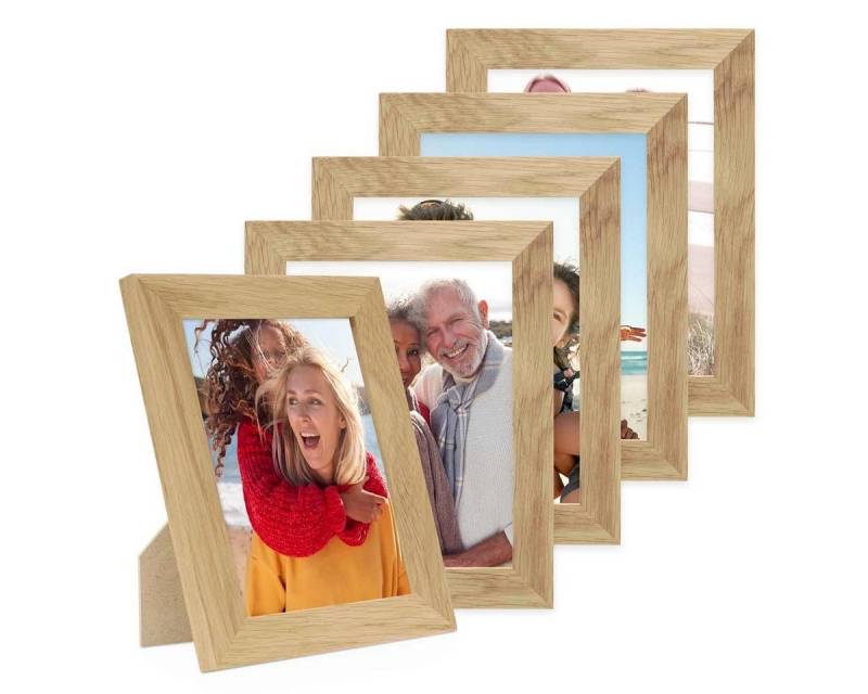 PHOTOLINI Bilderrahmen 5er Set breite Rahmen, extra Zubehör, (5er Set), im modernen Stil für Ihre stilvolle Wanddekoration von PHOTOLINI