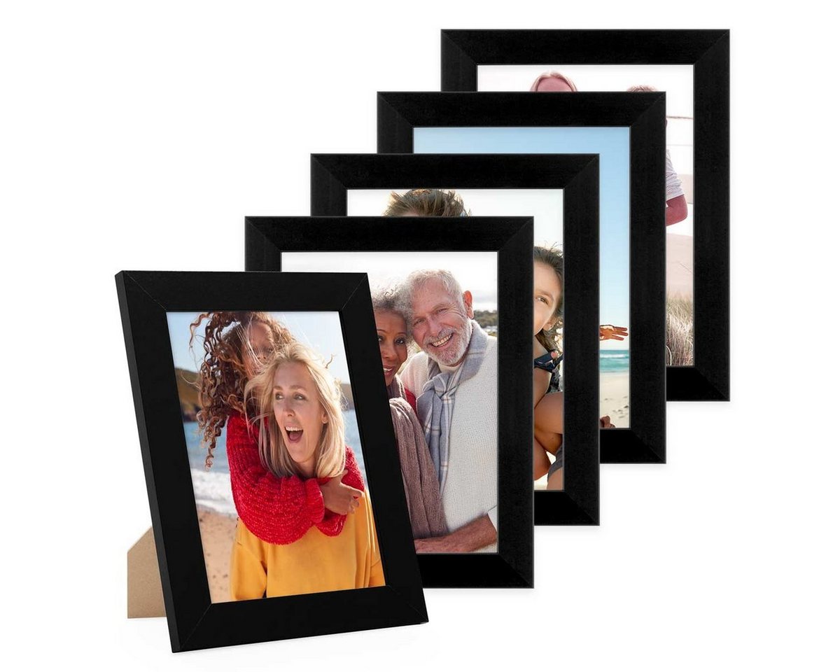 PHOTOLINI Bilderrahmen 5er Set breite Rahmen, extra Zubehör, (5er Set), im modernen Stil für Ihre stilvolle Wanddekoration von PHOTOLINI