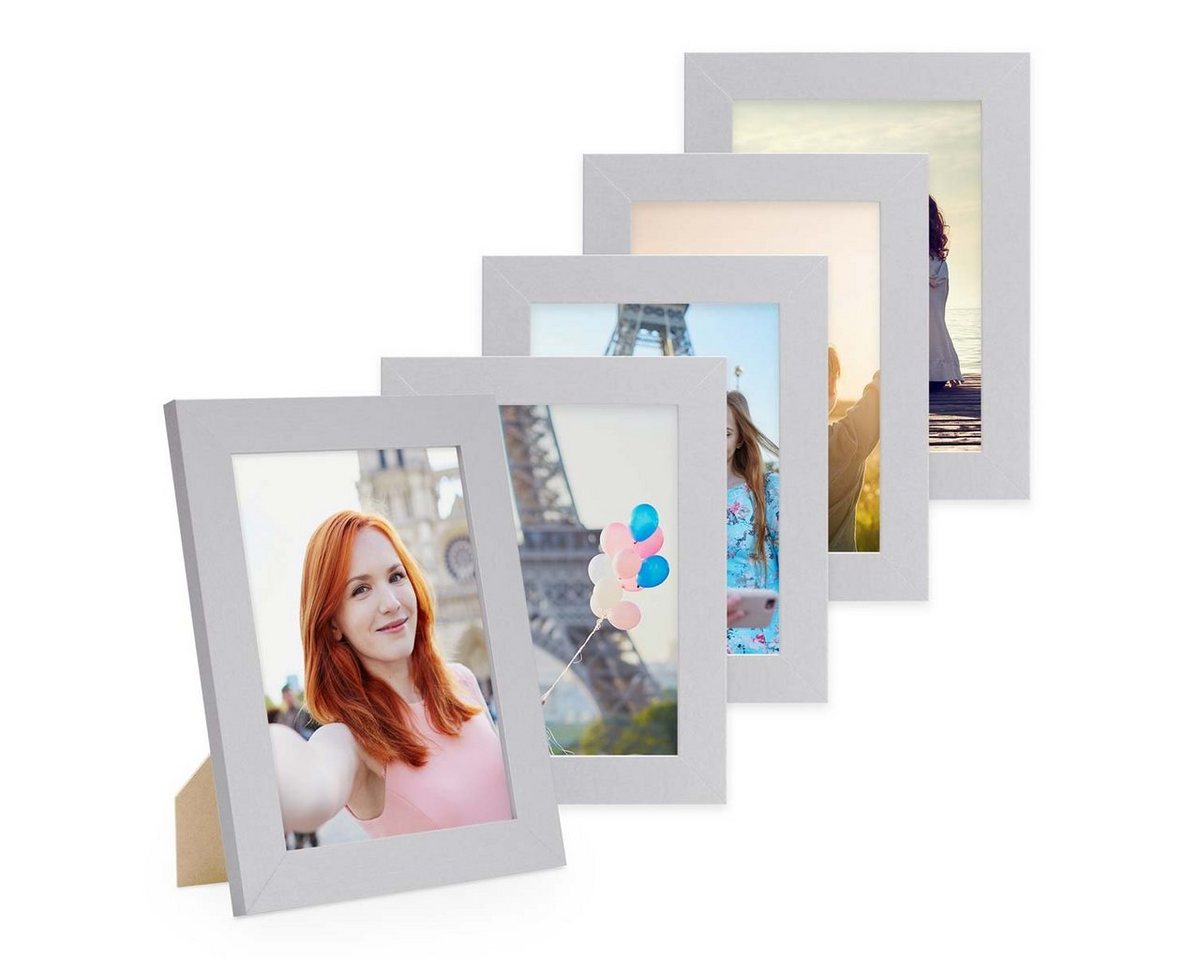 PHOTOLINI Bilderrahmen 5er Set breite Rahmen, extra Zubehör, (5er Set), im modernen Stil für Ihre stilvolle Wanddekoration von PHOTOLINI