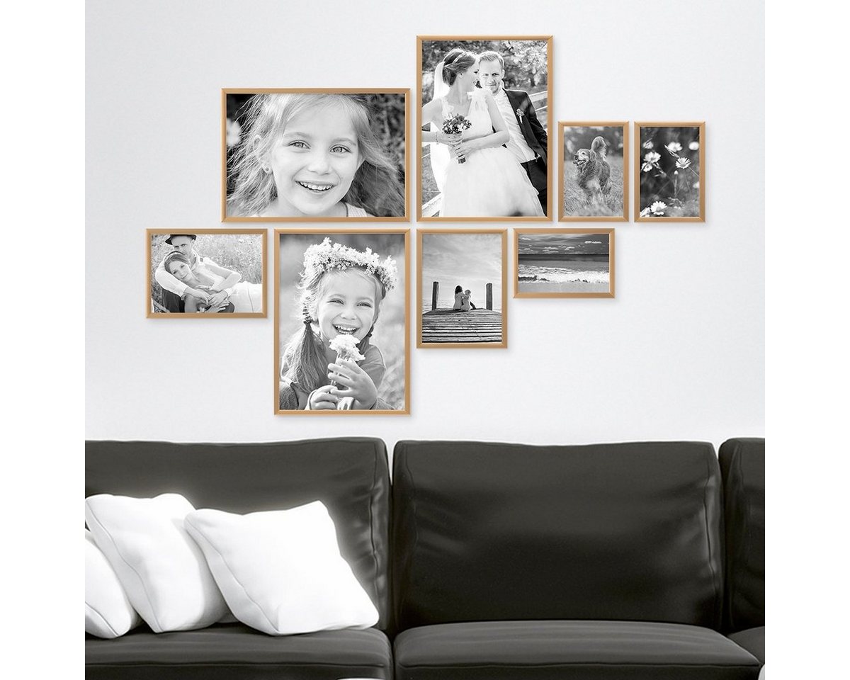 PHOTOLINI Bilderrahmen 8er Set Aluminium Modern Schmal 10x15 bis 21x30 cm von PHOTOLINI