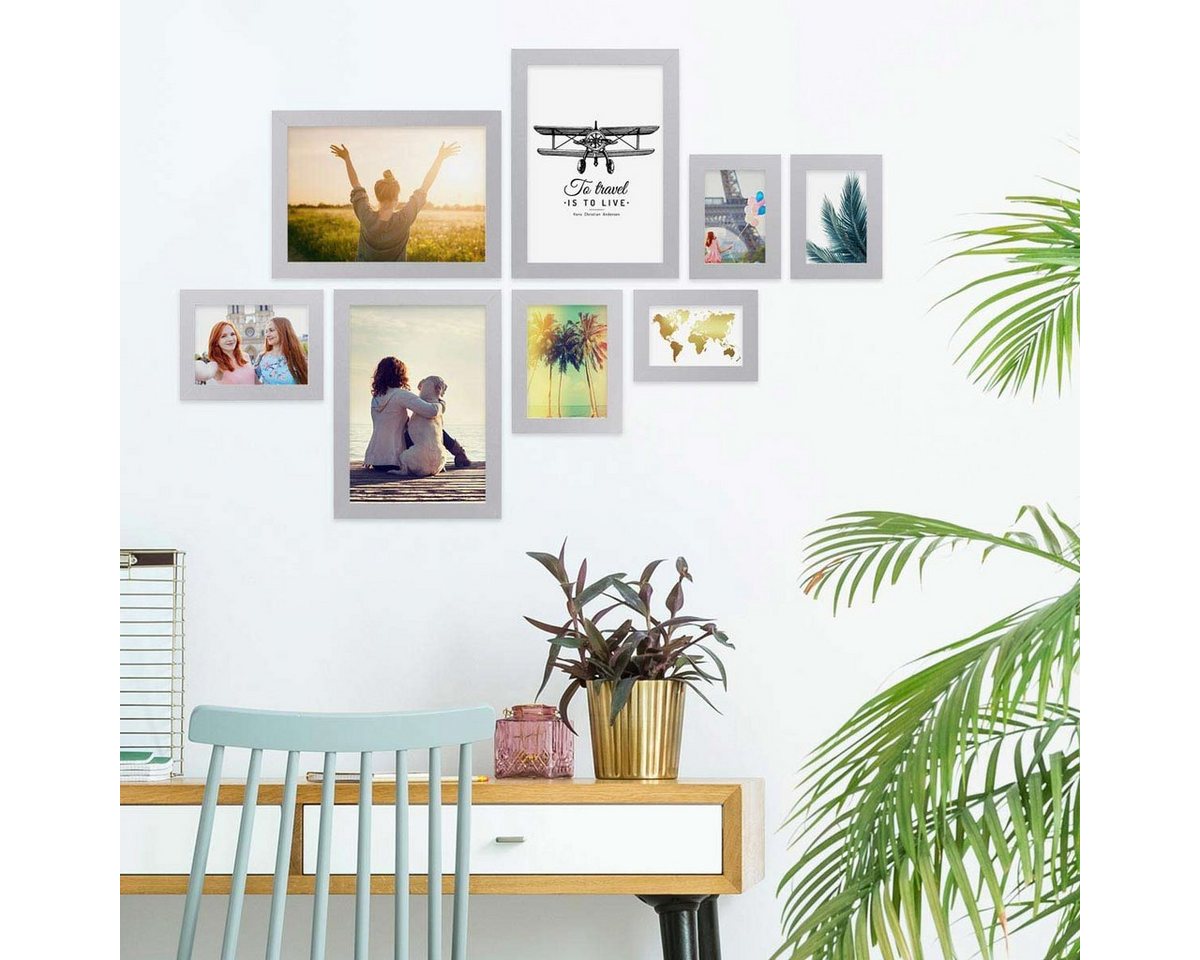 PHOTOLINI Bilderrahmen 8er Set Modern 10x15, 13x18 und 21x30 cm Basic Collection von PHOTOLINI