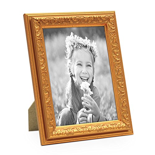 PHOTOLINI Bilderrahmen Antik Gold Nostalgie 10x15 cm Fotorahmen mit Glasscheibe/Kunststoff-Rahmen von PHOTOLINI