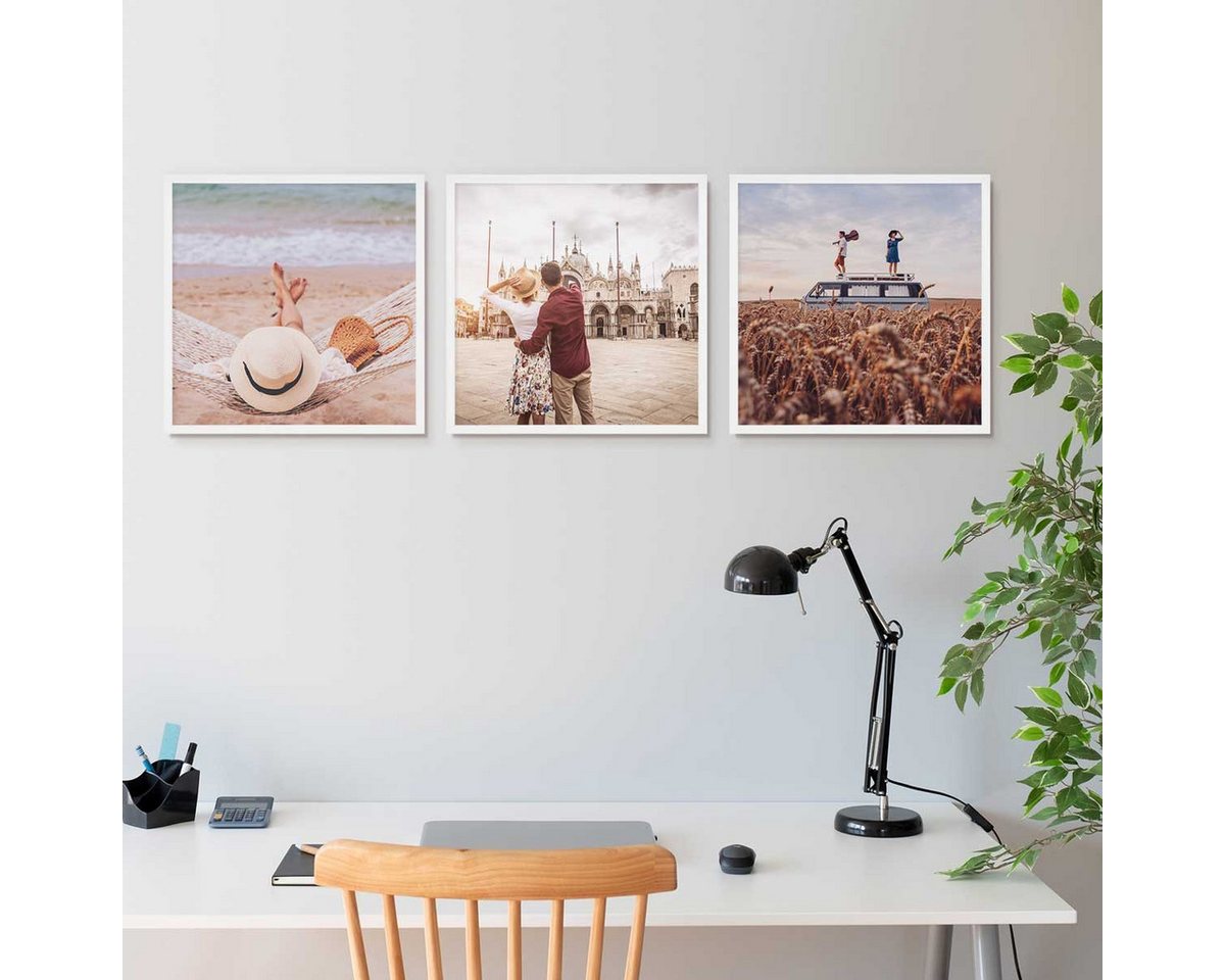 PHOTOLINI Bilderrahmen Bilderrahmen 3er Set 50x50 Poster-Rahmen, zum Aufhängen, (3er Set), bruchsicheres Acrylglas, für Fotos & Poster von PHOTOLINI