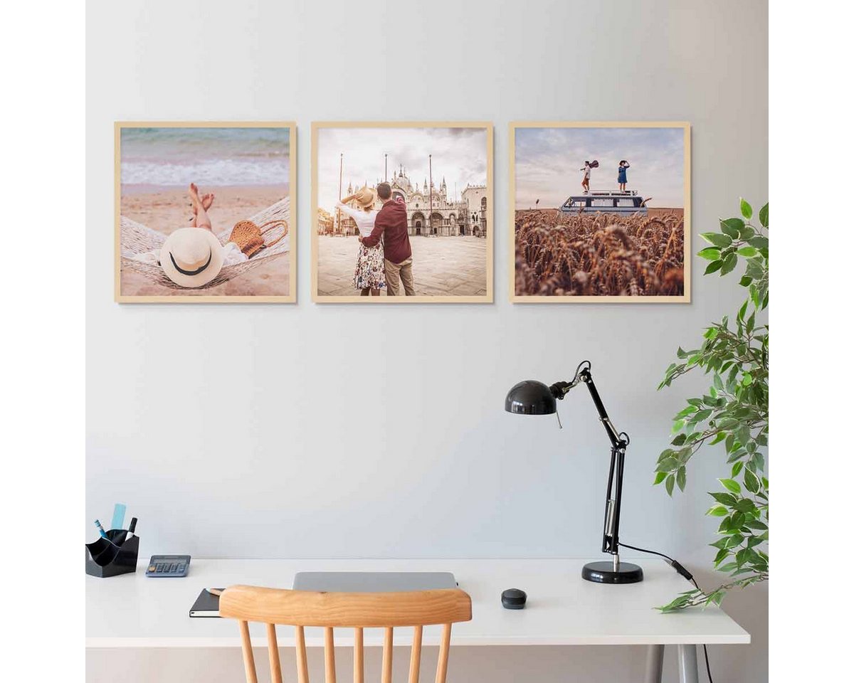 PHOTOLINI Bilderrahmen Bilderrahmen 3er Set 50x50 Poster-Rahmen, zum Aufhängen, (3er Set), bruchsicheres Acrylglas, für Fotos & Poster von PHOTOLINI