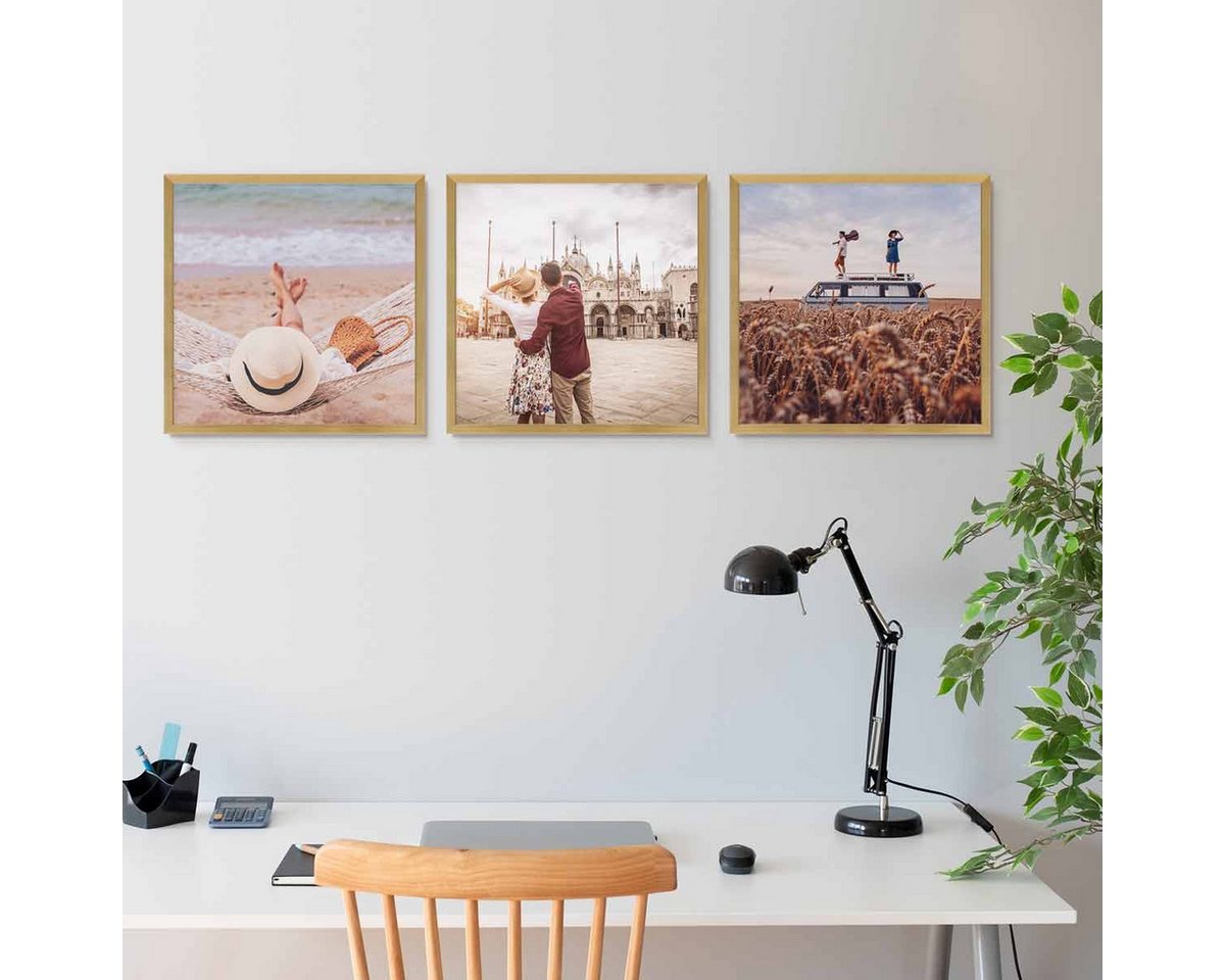 PHOTOLINI Bilderrahmen Bilderrahmen 3er Set 50x50 Poster-Rahmen, zum Aufhängen, (3er Set), bruchsicheres Acrylglas, für Fotos & Poster von PHOTOLINI