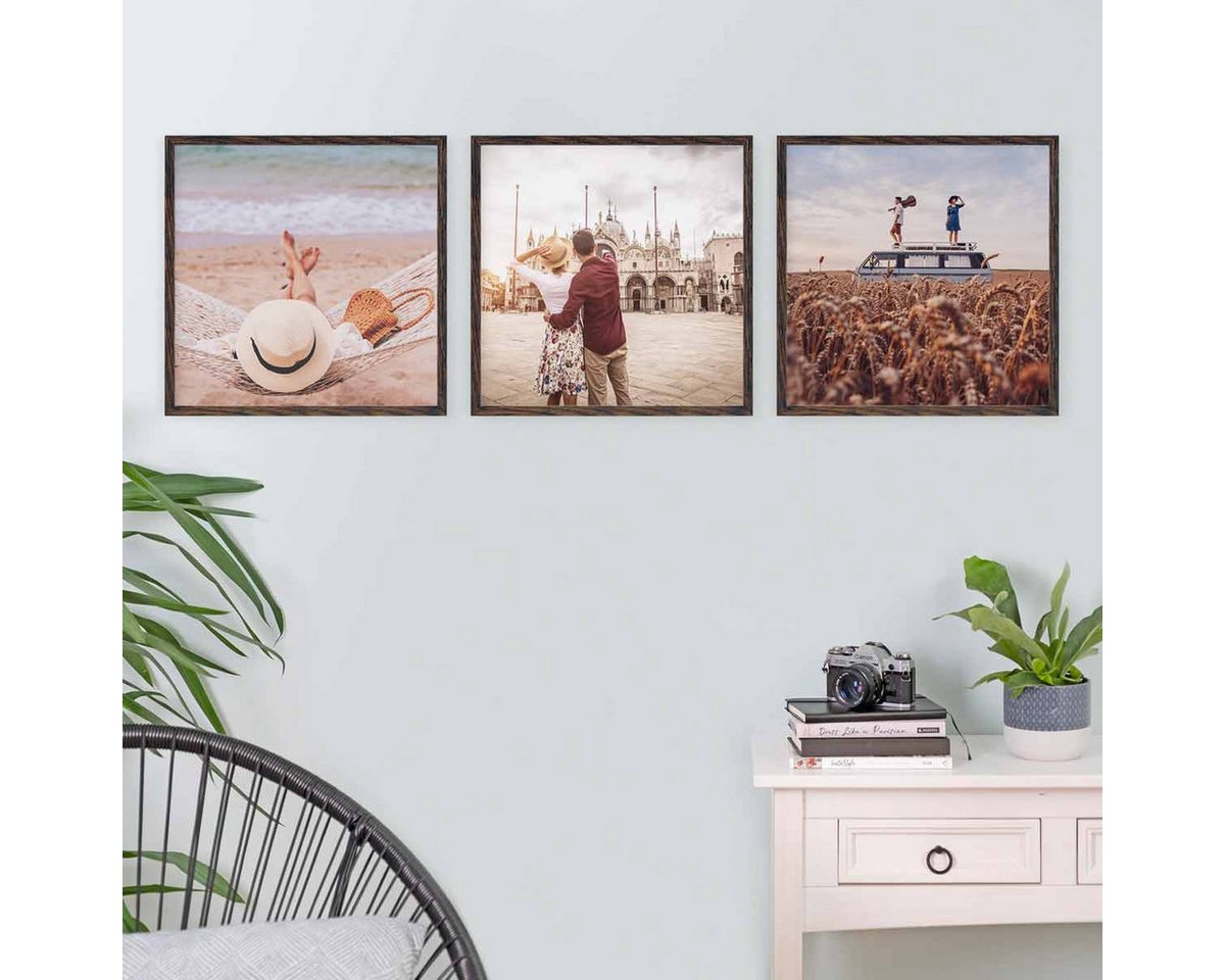PHOTOLINI Bilderrahmen Bilderrahmen 3er Set 50x50 Poster-Rahmen, zum Aufhängen, (3er Set), bruchsicheres Acrylglas, für Fotos & Poster von PHOTOLINI