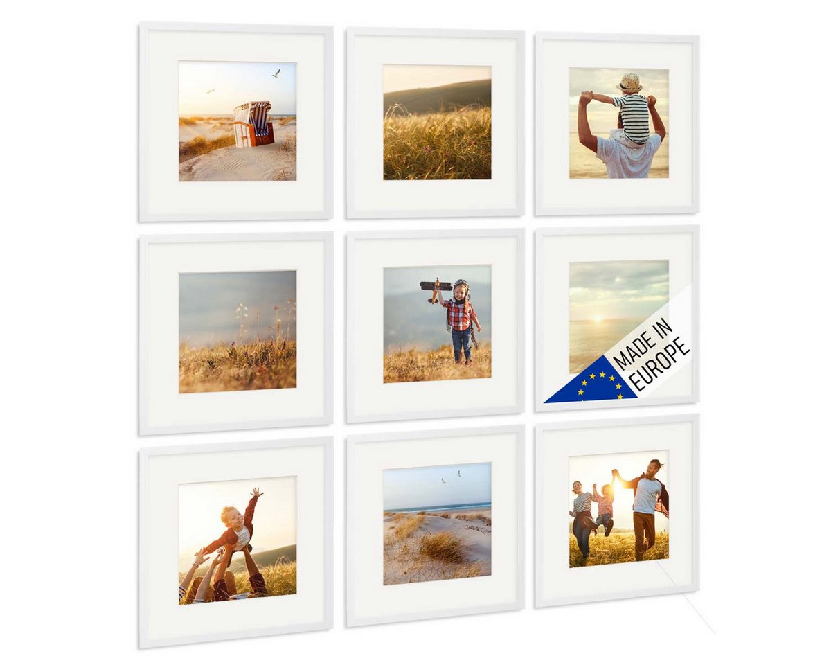 PHOTOLINI Bilderrahmen Echtholz 9er Set 30x30 cm mit Passepartout 20x20 cm, Acrylglas PHOTOLINI Bilderrahmen Echtholz 9er Set 30x30 cm mit Passepartout 20x20 cm, Acrylglas von PHOTOLINI