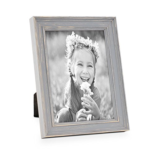 PHOTOLINI Bilderrahmen Skandinavischer Landhaus-Stil Grau-Braun 15x20 cm Massivholz mit Shabby-Chic Note/Fotorahmen/Wechselrahmen von PHOTOLINI