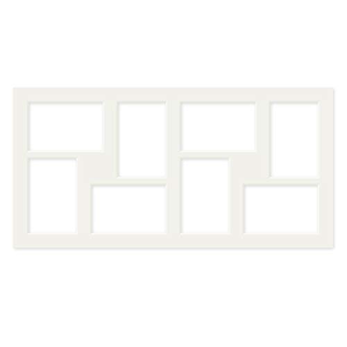 PHOTOLINI Passepartout 30x60 aussen Creme-Weiß für 8X Passepartout 10x15 innen, alterungsbeständig & säurefrei 1,5 mm Schrägschnitt - Passepartoutrahmen mit Mehrfachausschnitt von PHOTOLINI