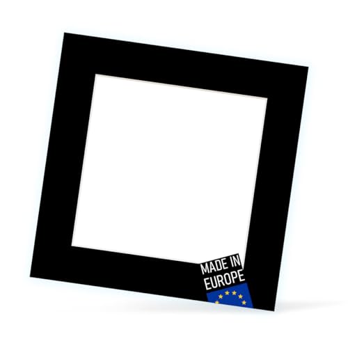PHOTOLINI Passepartout 10x10 aussen für 7x7 innen, säurefrei 1,5 mm Passepartout Karton Schwarz, alterungsbeständige Schrägschnitt - Passepartouts, Präsentation & Schutz von Bildern und Fotos von PHOTOLINI