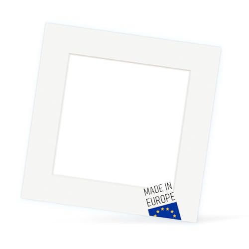 PHOTOLINI Passepartout 20x20 aussen für 14x14 innen, säurefrei 1,5 mm Passepartout Karton Reinweiß, alterungsbeständige Schrägschnitt - Passepartouts, Präsentation & Schutz von Bildern und Fotos von PHOTOLINI