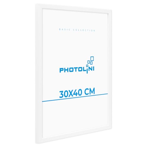 PHOTOLINI Bilderrahmen 30x40 Weiss Holz MDF, Bilderrahmen 40x30 cm bruchsicherem Acrylglas, Rahmen 30x40 Weiß zum Aufhängen, Picture Frame mit extra Zubehör - Rahmen 40x30 für Fotos & Poster PHOTOLINI Bilderrahmen 30x40 Weiss Holz MDF, Bilderrahmen 40x30 cm bruchsicherem Acrylglas, Rahmen 30x40 Weiß zum Aufhängen, Picture Frame mit extra Zubehör - Rahmen 40x30 für Fotos & Poster von PHOTOLINI