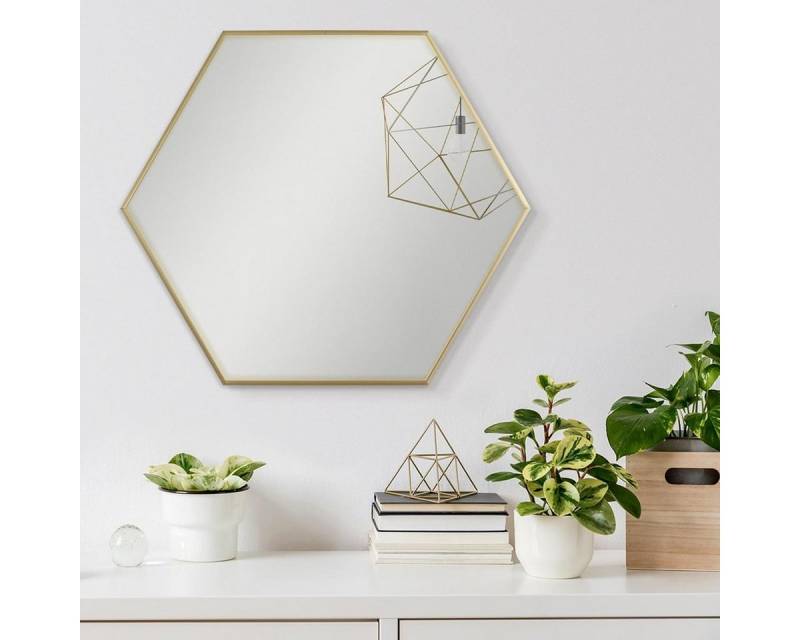 PHOTOLINI Spiegel sechseckig mit Metallrahmen 52x60 cm, schmaler Rahmen von PHOTOLINI
