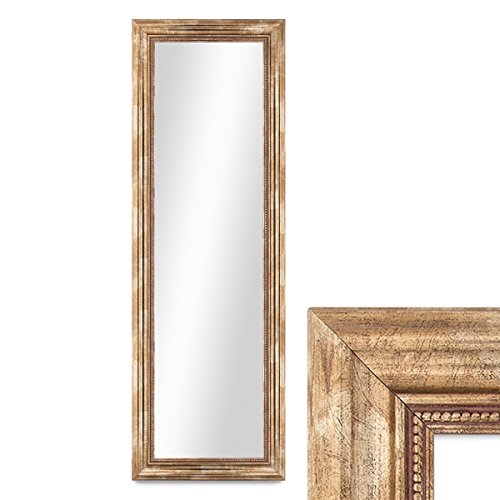 PHOTOLINI Wand-Spiegel 40x100 cm im Massivholz-Rahmen Barock-Stil Antik Gold/Spiegelfläche 30x90 cm von PHOTOLINI