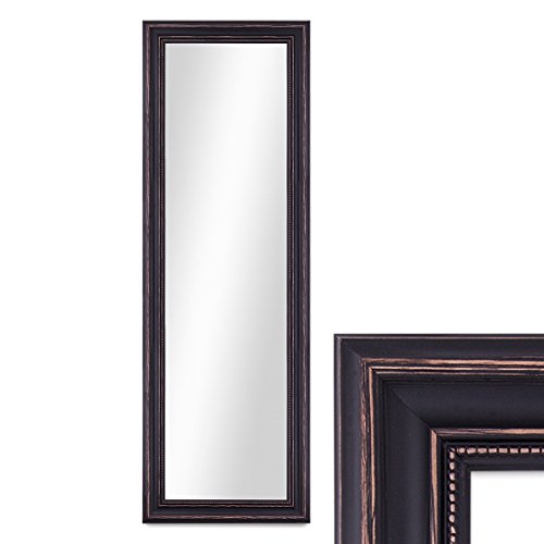 PHOTOLINI Wand-Spiegel 40x100 cm im Massivholz-Rahmen Landhaus-Stil Dunkelbraun/Spiegelfläche 30x90 cm von PHOTOLINI