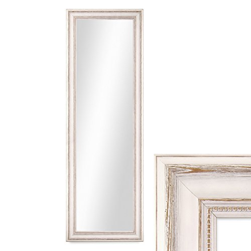 PHOTOLINI Wand-Spiegel 40x100 cm im Massivholz-Rahmen Landhaus-Stil Weiss/Spiegelfläche 30x90 cm von PHOTOLINI