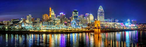 PHOTOSBYJON Cincinnati Skyline Abend-Posterdruck, ungerahmt, Farbe Cincy Downtown, 29,8 x 91,4 cm, Bengals-Archiv-Fotodruck von PHOTOSBYJON