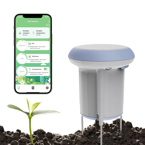 PHOVOLT WiFi Feuchtigkeitsmessgerät Pflanzen, WiFi-Bodenfeuchtigkeitsmessgerät: Pflanzenhygrometer, intelligenter Sensor mit App-Steuerung, Tester mit Temperaturerkennung von PHOVOLT
