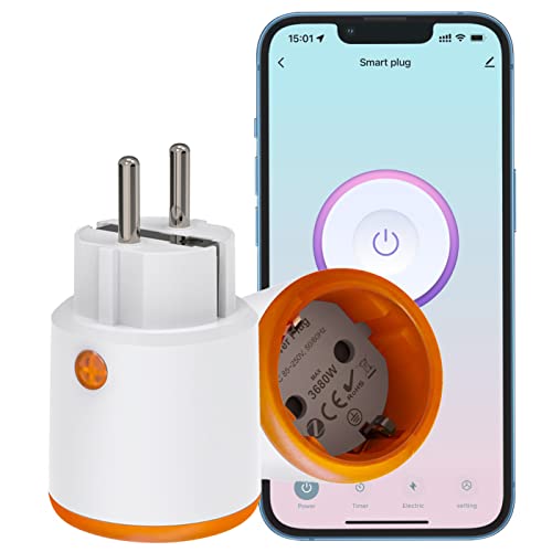 PHOVOLT ZigBee Smart Socket 16A, 3680W Alexa Smart Plug mit Leistungsmesser, Sprachsteuerung, Timer, Überspannungsschutz, App-Fernbedienung Kompatibel mit Alexa, Google Home. HUB erforderlich (1-Pack) von PHOVOLT