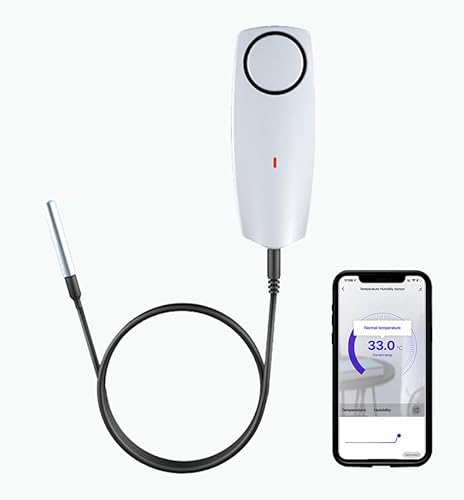 PHOVOLT Zigbee Kühlschrankthermometer: App-Benachrichtigung, Datensatzexport, Kühlschrankthermometer mit Sonde für Kühlschrank, Gefrierschrank, Whirlpool. von PHOVOLT