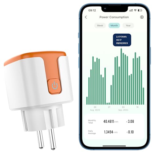 WLAN Steckdose Smart Steckdose mit Strommessung funktioniert Alexa Steckdose mit Alexa, Google Home, VeSync APP Stromzähler Zubehör für Überwachung den Energiekosten 16A, 2,4GHz (1 Stück) von PHOVOLT